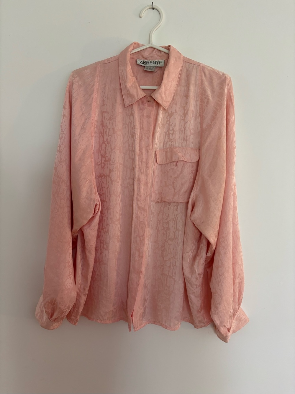 Argenti Women's Light Pink Sheer Button-Down Shirt